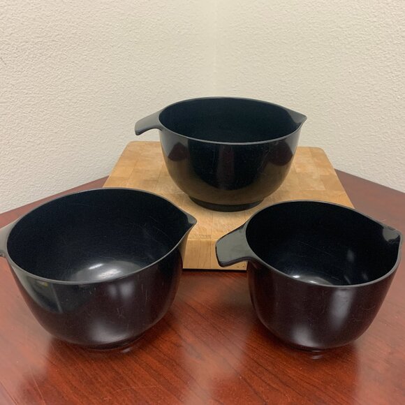 BOWLS - Vintage Copco Nesting Bowls black Set Of 3 Melamine Non-Skid Bottom - Picture 6 of 14